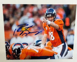 Lot #265 Peyton Manning #18 Denver Broncos Photo Lithographed Signature Framed