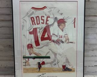 Lot #141 Pete Rose Signed Limited Edition Lithograph Thumbs Up Road to Hall of Fame #14 Reds