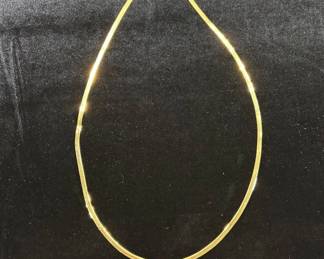 Lot #62 14kt Gold Herringbone Flat Snake Chain Necklace Vintage