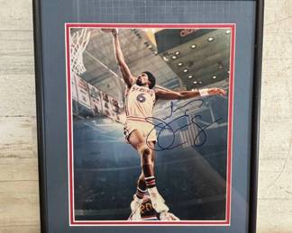Lot #269 Julius Erving Dr J Signed Autographed Photo Philadelphia 76ers #6 Framed