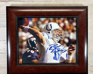 Lot #27 Peyton Manning Lithographed Autographed Colts vs Broncos Framed Photo
