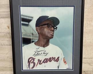 Lot #142 Satchel Paige Signed Autographed Photo Atlanta Braves Framed Double Matted