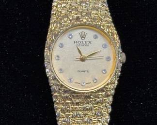 Lot #71 Rolex Geneve Quartz Ladies Gold Tone Replica Watch