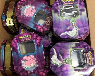 Lot #198 Pokemon TCG Collector Tin Lot Gardevoir Blissey Empty Metal Tins Mixed Set