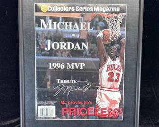 Lot #155 Michael Jordan 1996 MVP Gold Collectors Series Magazine Tribute Framed Chicago Bulls #23
