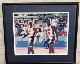 Lot #144 Michael Jordan Magic Johnson Dual Signed 1992 Dream Team USA Basketball Photo