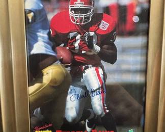 Lot #263 Terrell Davis Autographed Signature Rookies Georgia Bulldogs Photo Framed No COA