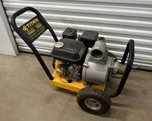 Titan Industrial Heavy Duty Commercial Trash Pump Gas Engine Portable Wheeled