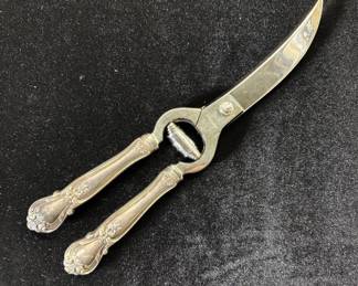 Lot #82 Concord Shear Italy Grape Scissors Poultry Shears Sterling Silver Rococo