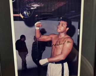 Lot #270 Muhammad Ali Signed Photo Framed Speed Bag Training Boxing Autograph No COA