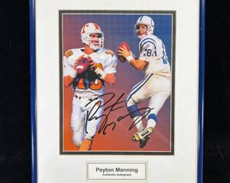 Lot #149 Peyton Manning Signed Autographed Photo Tennessee Colts Dual Image Framed