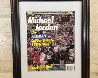 Lot #275 Michael Jordan Signed Gold Collectors Series Magazine 1998 Final Shot Framed