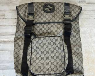 Lot #247 Gucci GG Supreme Canvas Interlocking G Flap Backpack Made in Italy