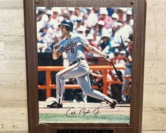 Lot #276 Cal Ripken Jr Autographed Baltimore Orioles #8 Photo Wood Wall Plaque MLB