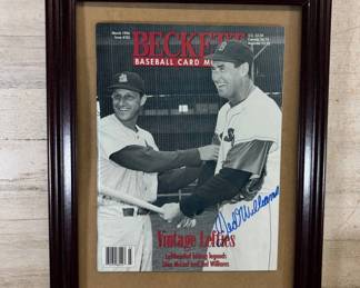 Lot #29 Ted Williams Autographed Beckett Baseball Card Monthly March 1996 Issue #132 Framed