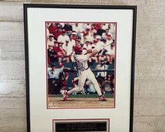 Lot #284 Juan Gonzalez Autographed Photo Texas Rangers 1996 AL MVP 2x HR Champion Framed