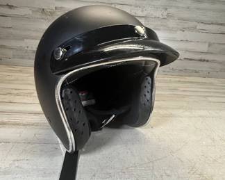 Lot #245 Open Face 3/4 Motorcycle Helmet Matte Black Size S Biker Cruiser Bobber 2018