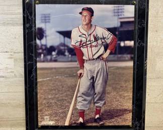 Lot #279 Stan Musial Autographed Photo File Color Photo St Louis Cardinals Plaque