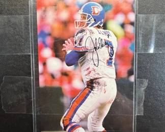 Lot #260 John Elway Denver Broncos Autographed Photo + Trading Card Binder Collection