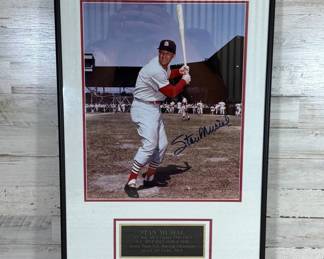 Lot #36 Stan Musial Autographed St Louis Cardinals Color Photo Framed HOF 1969