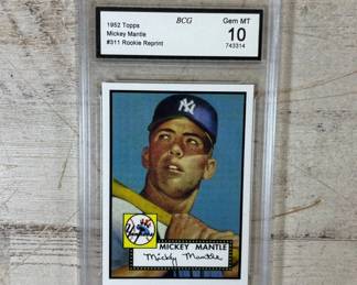 Lot #22 1952 Topps Mickey Mantle #311 Rookie Reprint BCG Graded Gem MT 10 Yankees