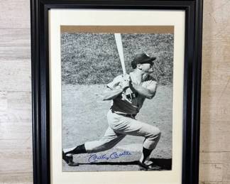 Lot #37 Mickey Mantle Signed Autographed NY Yankees B&W Photo Framed Baseball Memorabilia
