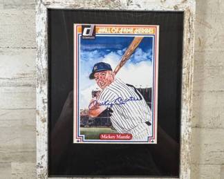 Lot #32 Mickey Mantle Signed Donruss Hall of Fame Heroes Card Framed NY Yankees Autograph