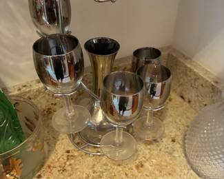 vintage pitcher and glass set