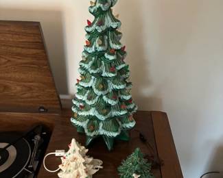 lighted Christmas trees
