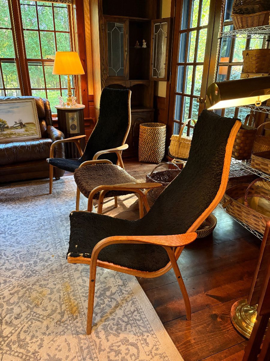 MCM Swedese Design by Yngve Ekstrom  Made in Sweden Lamino Chairs and ottoman