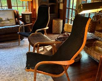 MCM Swedese Design by Yngve Ekstrom  Made in Sweden Lamino Chairs and ottoman