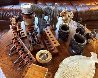 Assorted pipes and pipe holders
