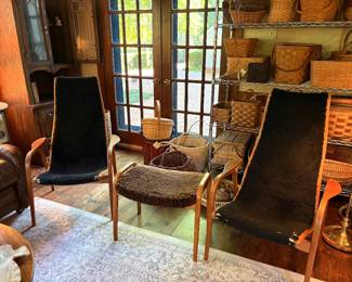Yngve Ekstrom Swedese Lamino Chairs and ottoman