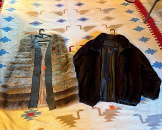 Andre Furs, fur strip /leather vest, and reversible ranch mink/leather bomber jacket