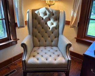 Cream Leather wingback chair