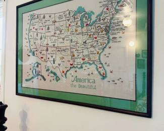 35 x 24 framed USA embrodiery