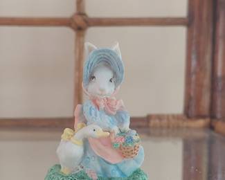Easter Bunny with Goose Figurine - Calico Kittens by Priscilla Hillman for Enesco