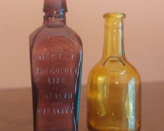 Vintage "Nectar of the Golden Life" and "Straubhullers Elixir" Reproduction Bottles