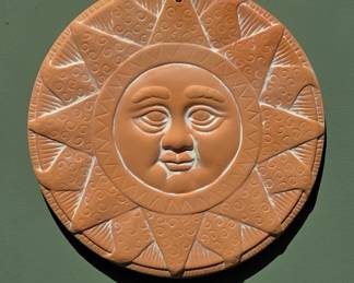 Vintage Italian Terracotta Sun Face Wall Plaque