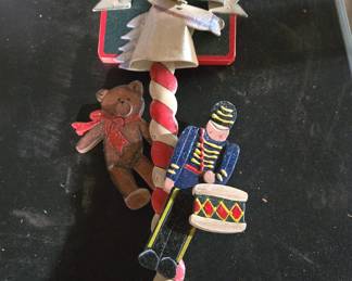 Vintage Christmas Carousel Horse, Teddy Bear, and Drummer Boy Wall Decoration