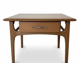 Mid-Century Modern Lane Rhythm Collection Walnut Single End Table with Drawer and Brass Plate