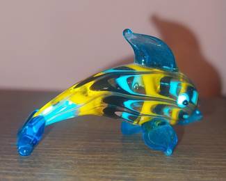 Murano Style Art Glass Dolphin Figurine