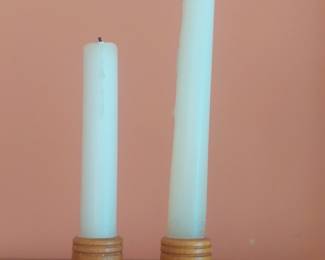 Vintage Giftwood Inc. Turned Wood Taper Candle Holders