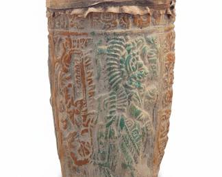 Mayan-Style Decorative Ceramic Drum
