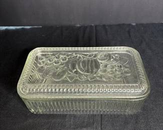 Vintage Federal Glass Fruit Motif Refrigerator Dish
