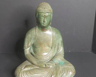 Verdigris Patina Seated Buddha Statue