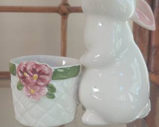 Avon 1980 Bunny Bright Ceramic Candle Holder Planter