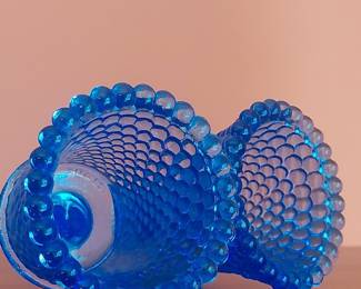 Vintage Cobalt Blue Hobnail Glass Votive Candle Cups with Peg Base