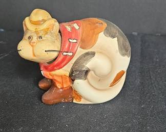 Vintage Anthropomorphic Cowboy Cat Figurine