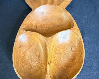 Mid-Century Kamani Wood Pineapple Serving Dish
